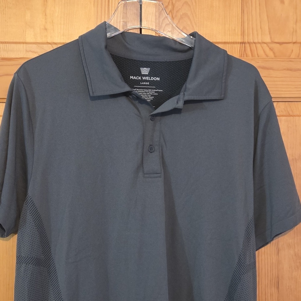 Mack Weldon Polo Shirt Mens Large Gray Performance Stretch Short Sleeve‎ Golf